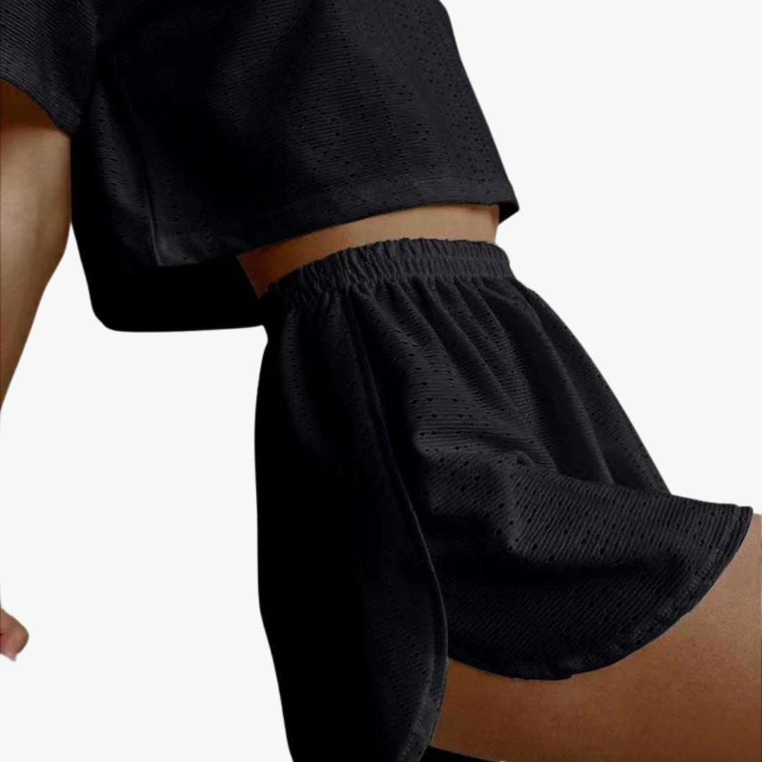 Jace & Rose 2-Piece Set Breathable Cotton Blend Crop Top & Shorts Relaxed Fit for Women
