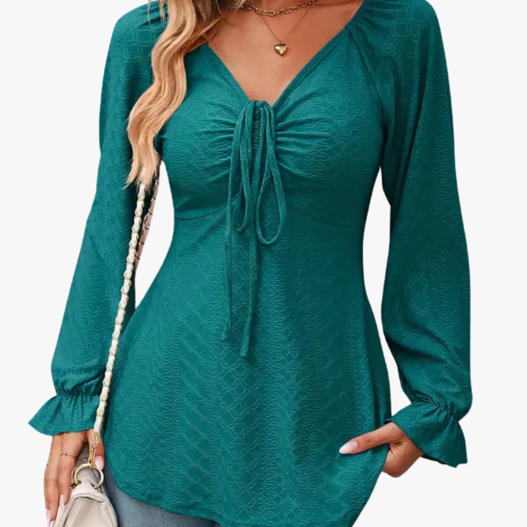 Jace & Rose A-Line Blouse with Drawstring Lightweight Breathable All-Season Cotton Style for Women