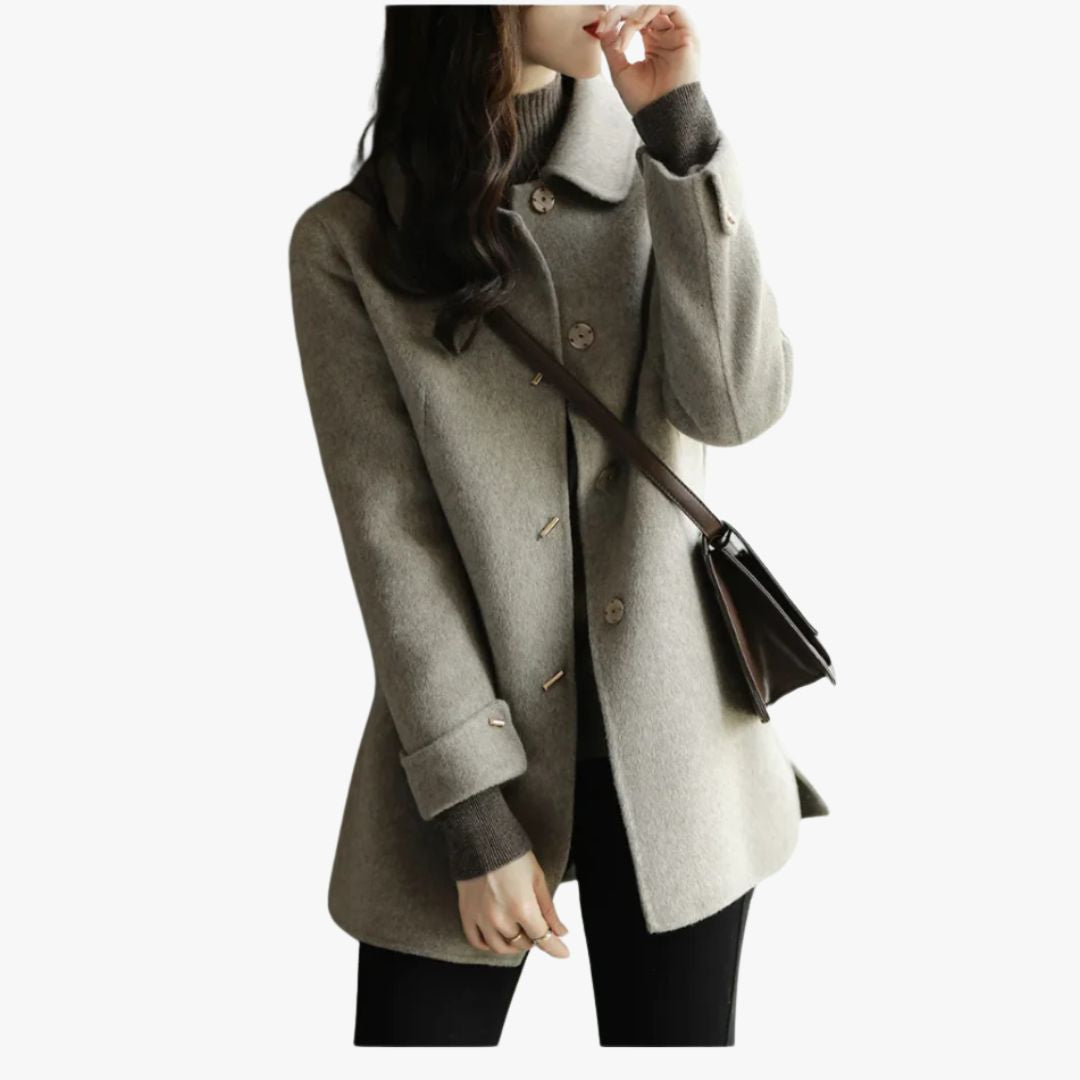 Jace & Rose Classic Petite Trench Coat with Pointed Collar for Women