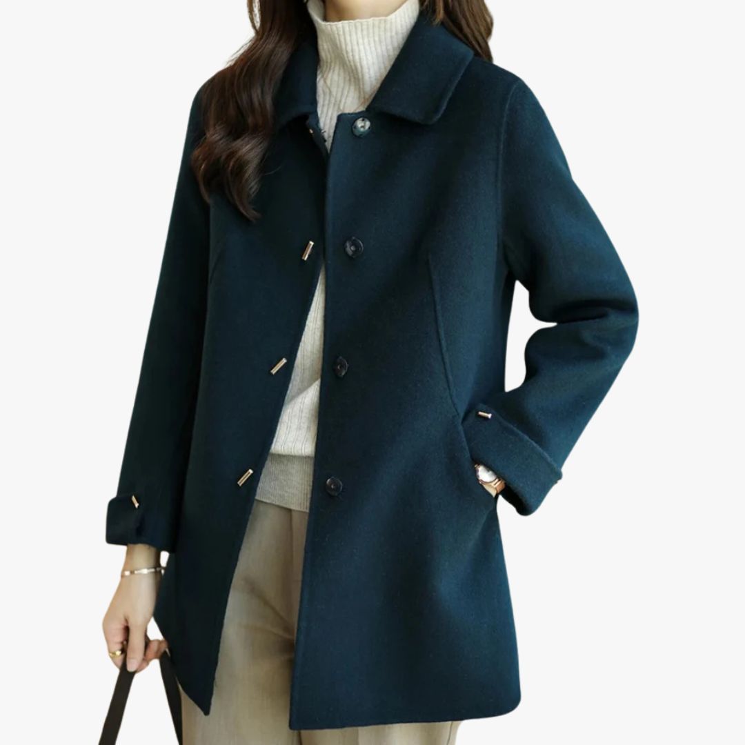 Jace & Rose Classic Petite Trench Coat with Pointed Collar for Women