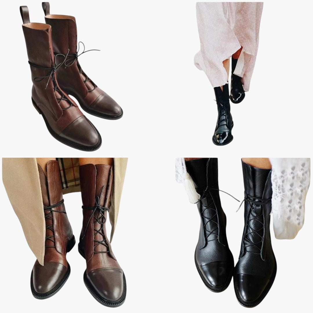Jace & Rose Classic Stylish Smooth Leather Ankle Boots for Women