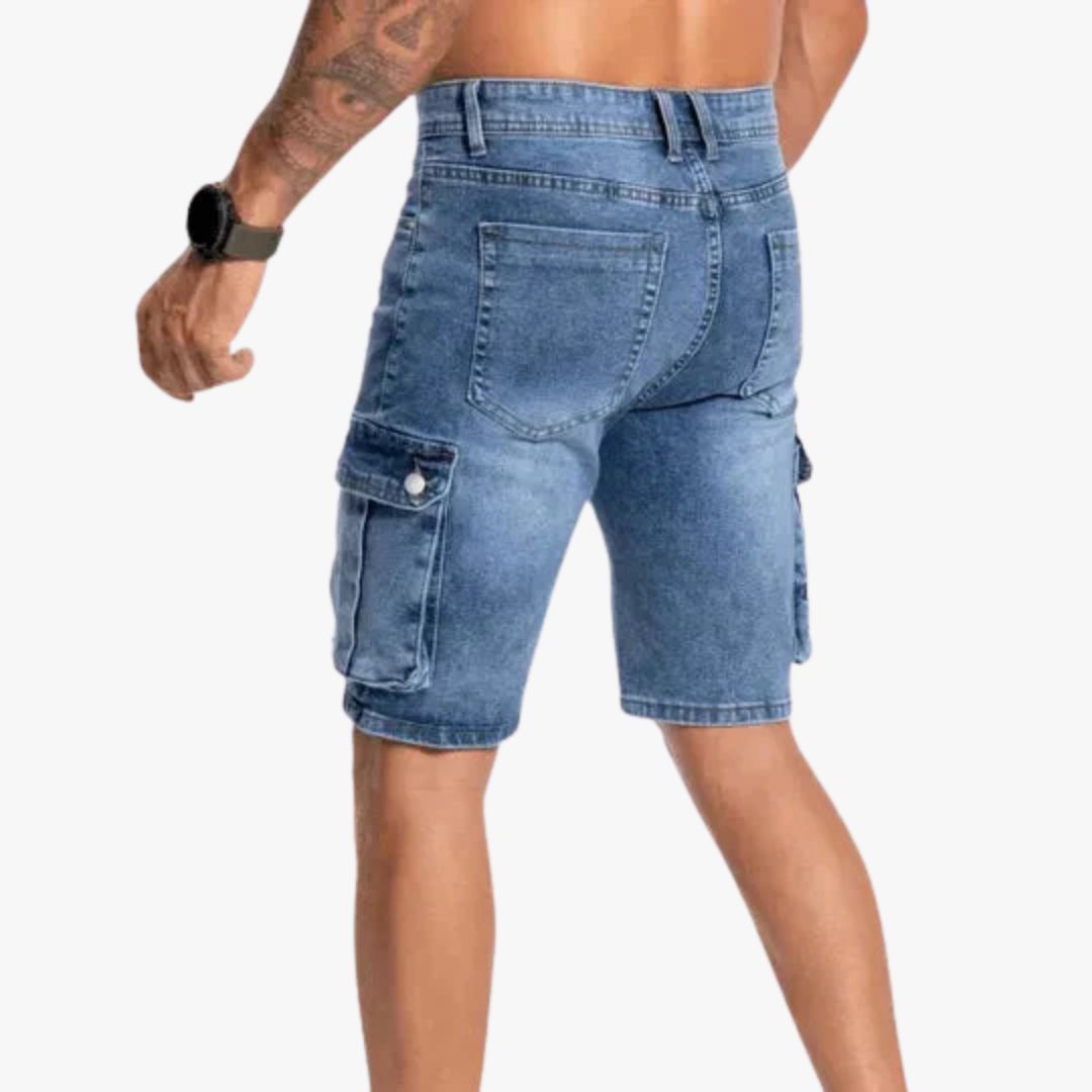 Jace & Rose Denim Cargo Shorts Durable Mid-Length Multiple Pockets Casual Fit for Men