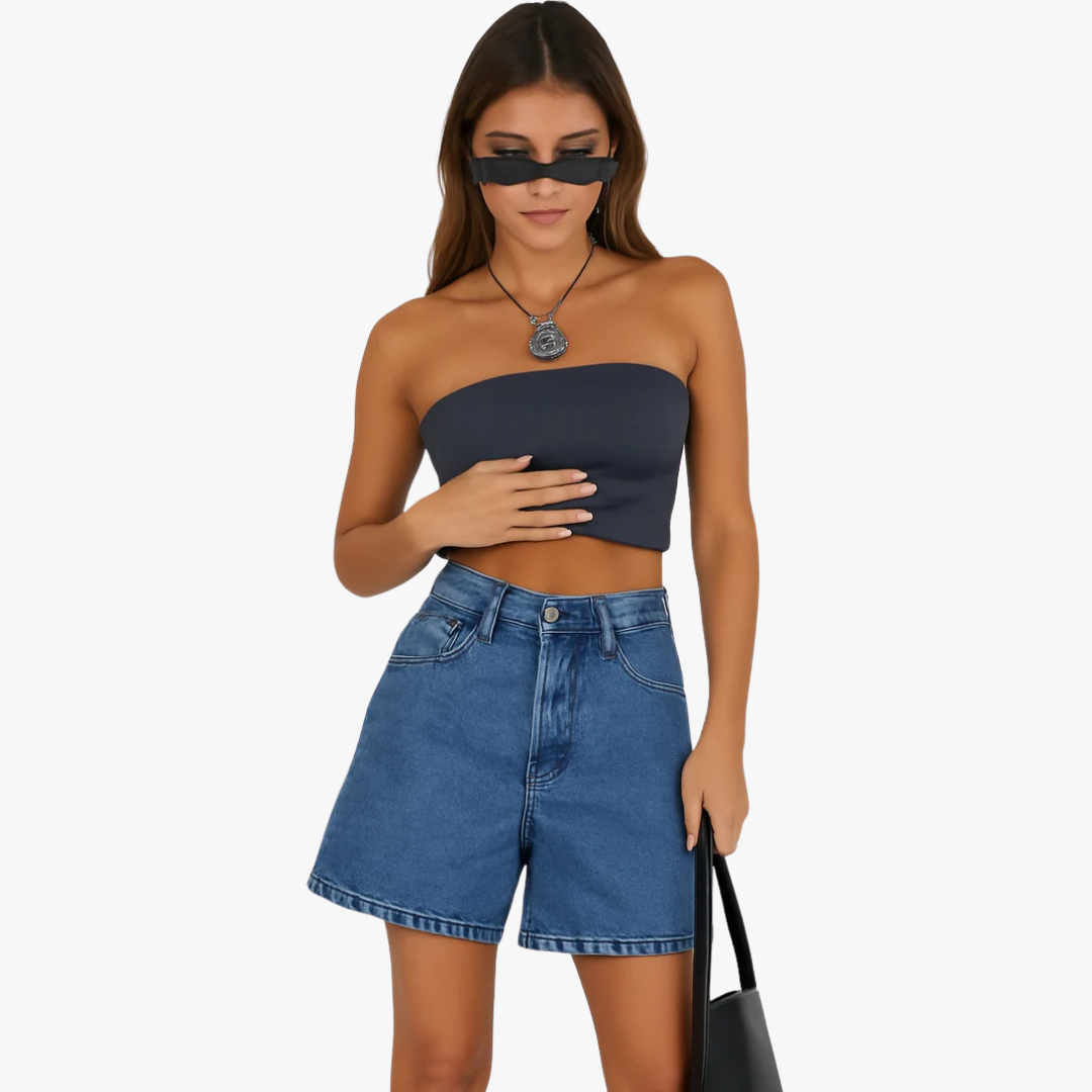 Jace & Rose Denim Shorts Mid-Rise Relaxed Fit 5-Pocket Button Fly Casual Wear for Women