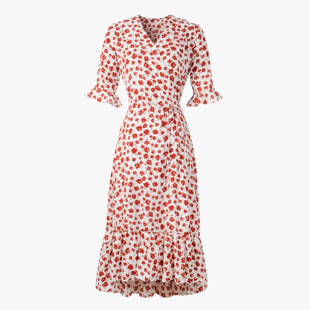 Jace & Rose Floral Print Short Sleeve Lightweight Breathable Fit Midi Dress for Women