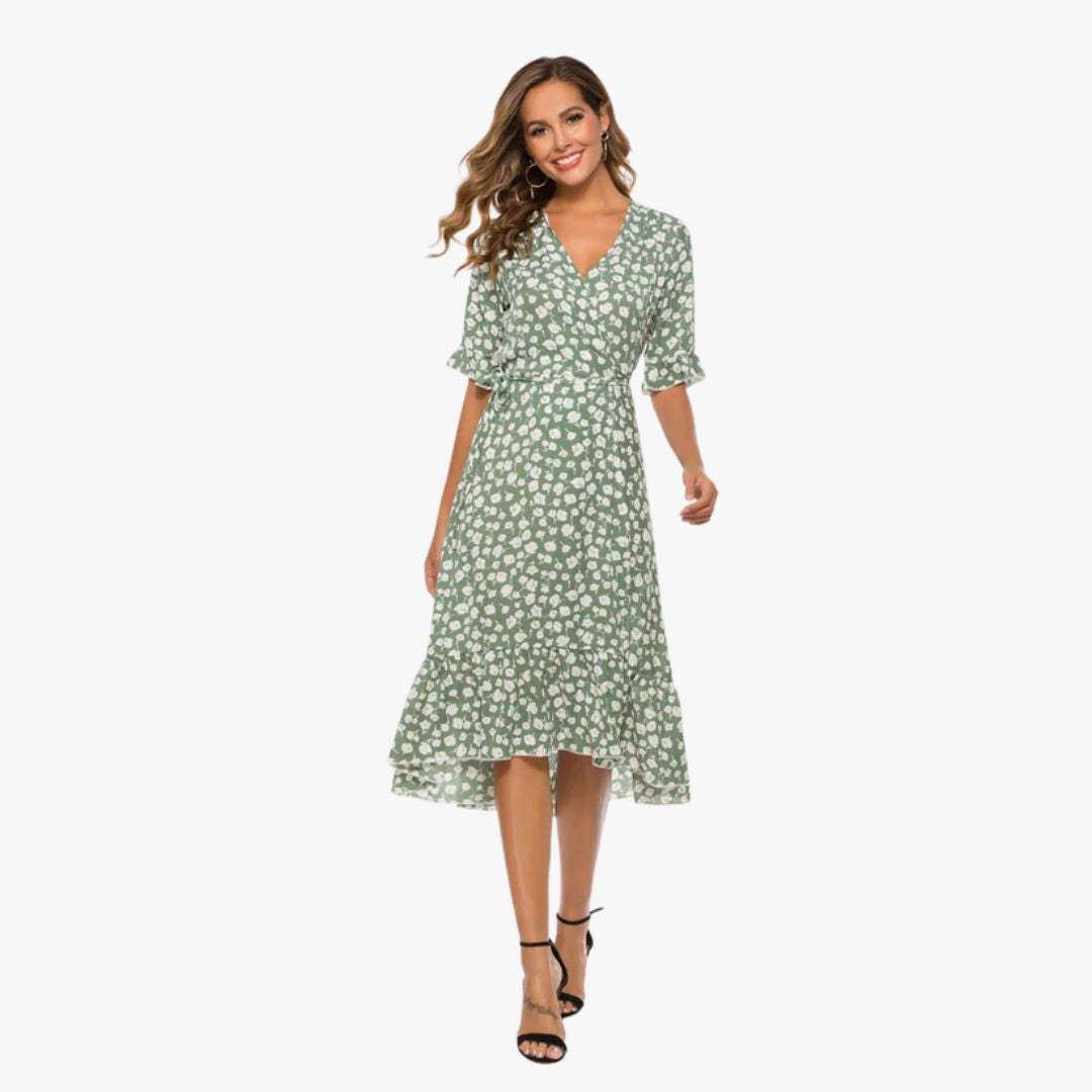 Jace & Rose Floral Print Short Sleeve Lightweight Breathable Fit Midi Dress for Women