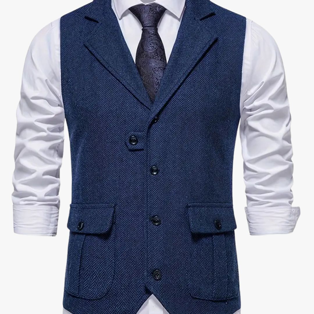 Jace & Rose Herringbone Single-Breasted Blazer for Men