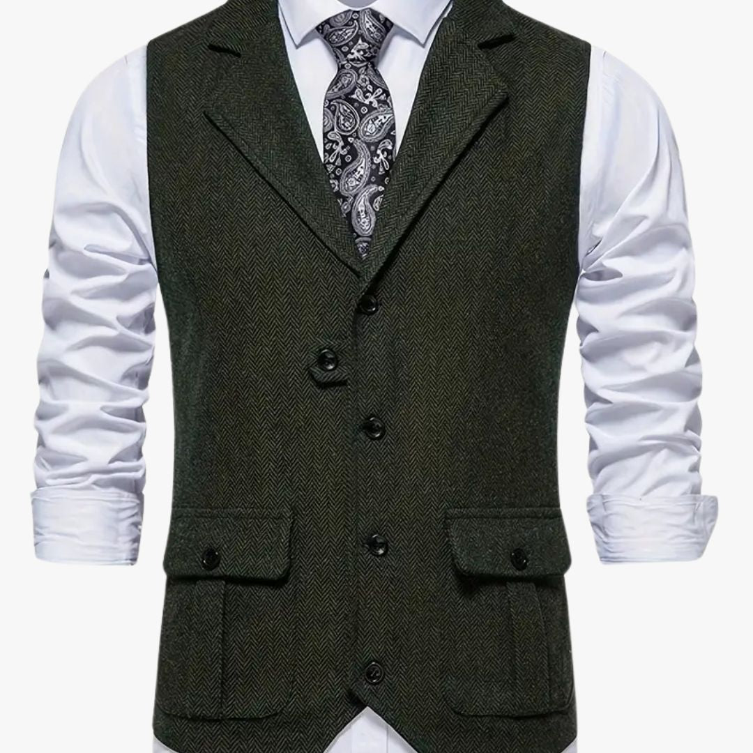 Jace & Rose Herringbone Single-Breasted Blazer for Men