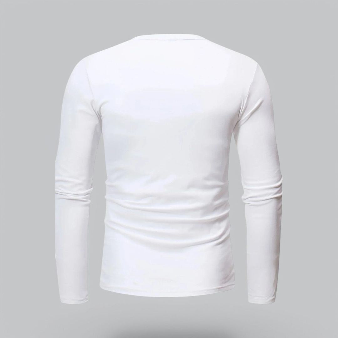 Jace & Rose | Long Sleeve Henley Smart Shirt - Spring Casual Cotton Tee for Men