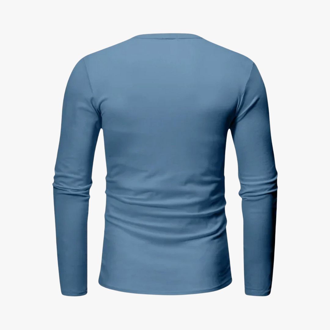 Jace & Rose | Long Sleeve Henley Smart Shirt - Spring Casual Cotton Tee for Men