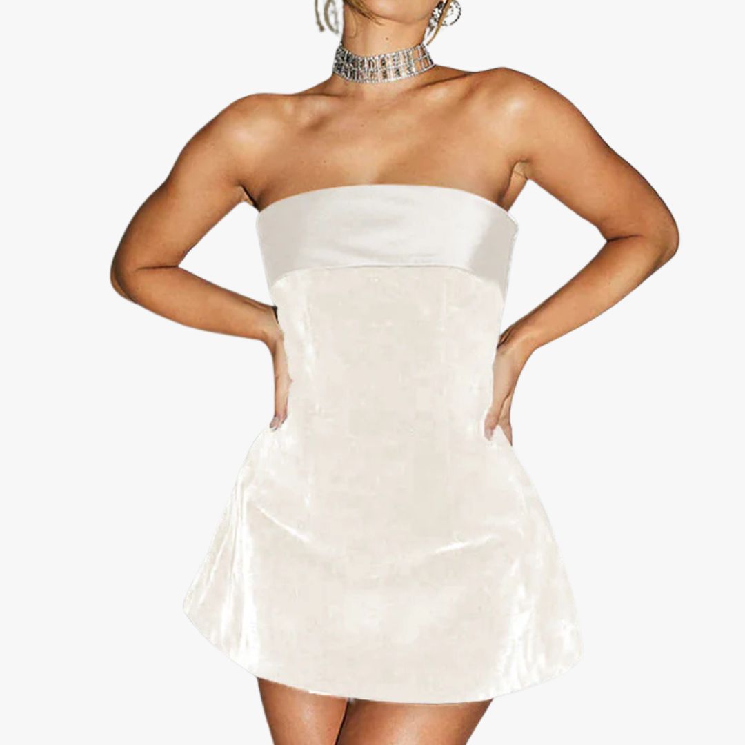 Jace & Rose Mini Dress Velvet Bodycon Strapless Neckline Evening Wear for Women