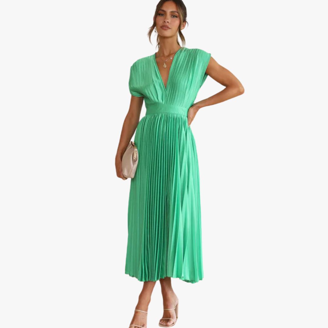 Jace & Rose Pleated Maxi Dress Sleeveless V-Neck for Women