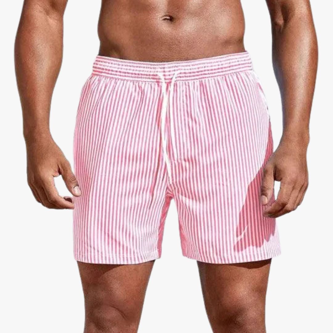 Jace & Rose Swim Trunks Striped Pattern Elastic Waistband with Drawstring Quick-Dry for Men