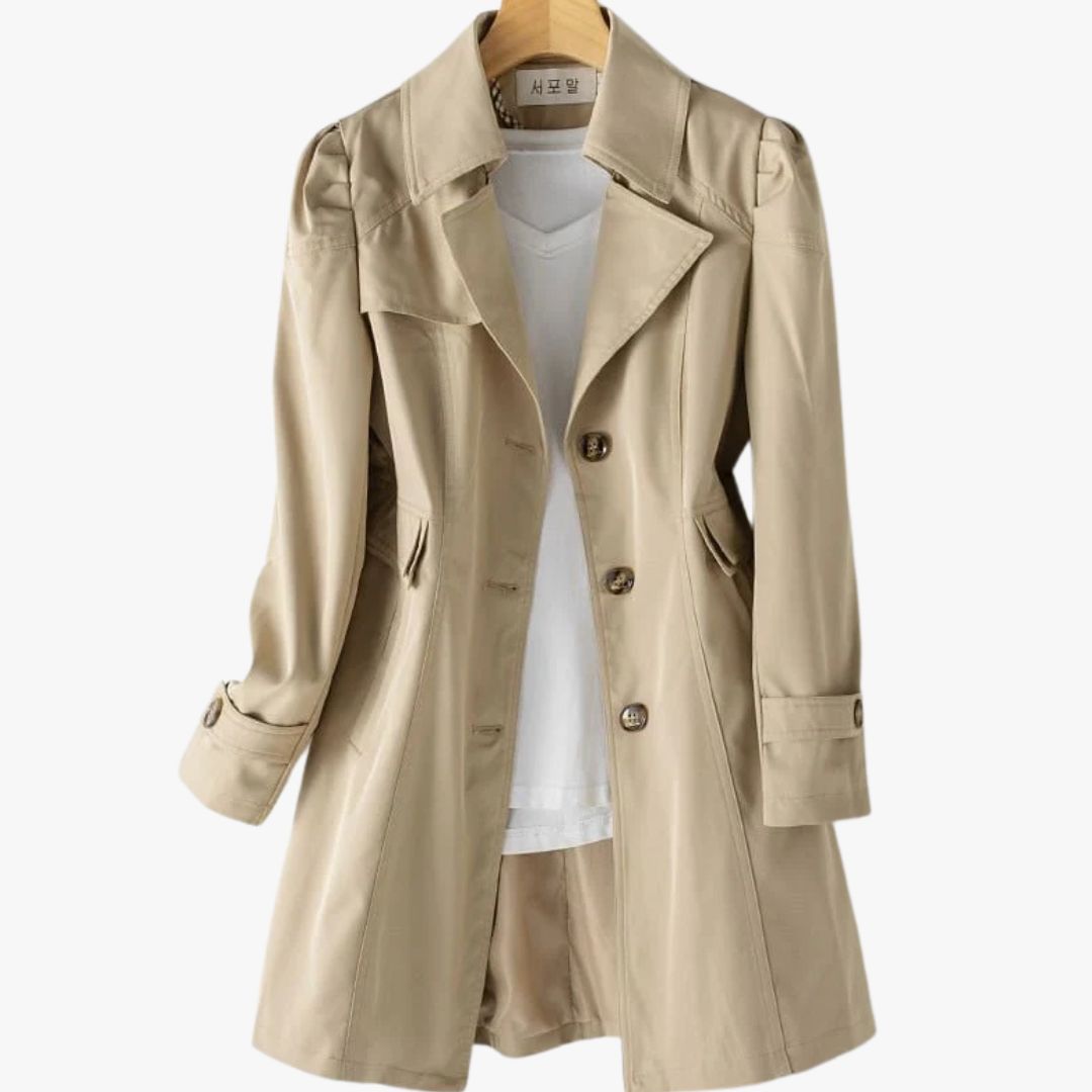 Jace & Rose Trench Coat Single-Breasted Knee-Length Notched Lapel Buttoned Cuffs for Women