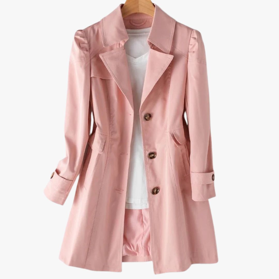 Jace & Rose Trench Coat Single-Breasted Knee-Length Notched Lapel Buttoned Cuffs for Women