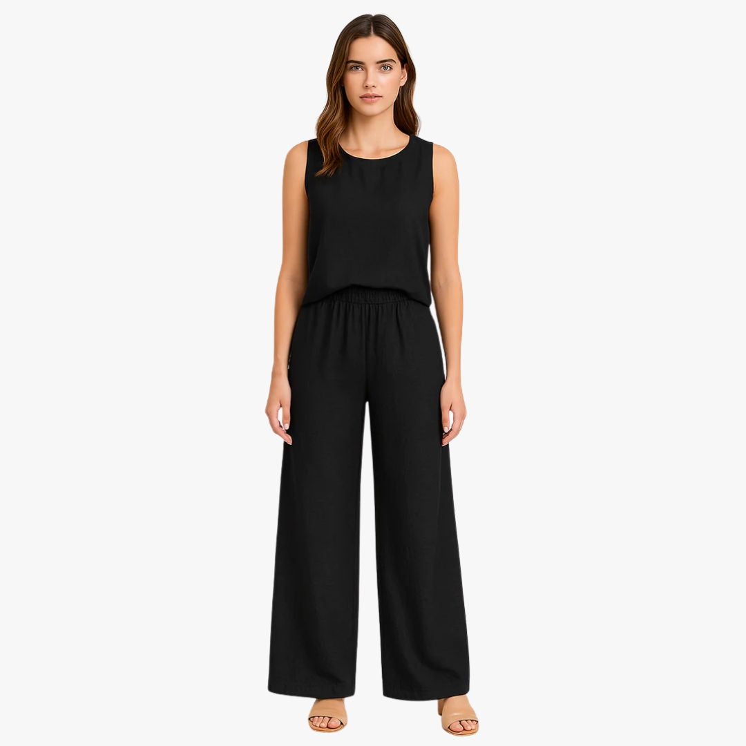 Jace & Rose Wide-Leg Trousers High Waist Pleated Front 2 Piece set for Women