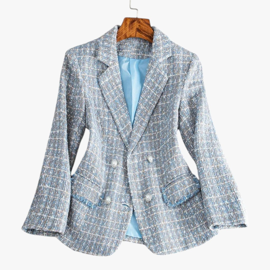 Jace & Rose Chic Tweed Blazer with Pockets and Button for Women