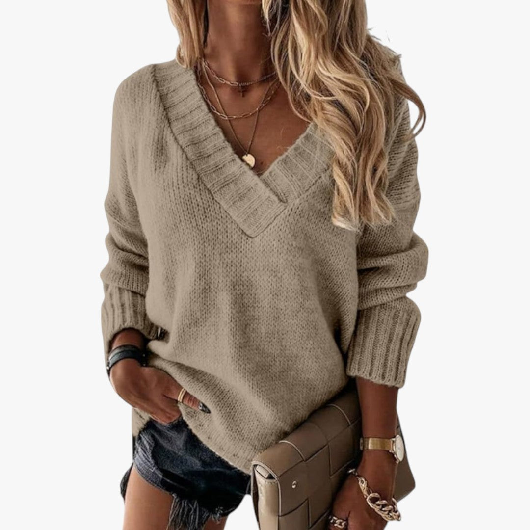Jace & Rose Chic V-Neck Cashmere Sweater for Women