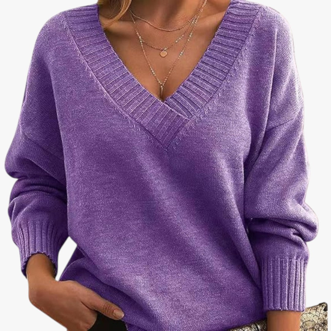 Jace & Rose Chic V-Neck Cashmere Sweater for Women