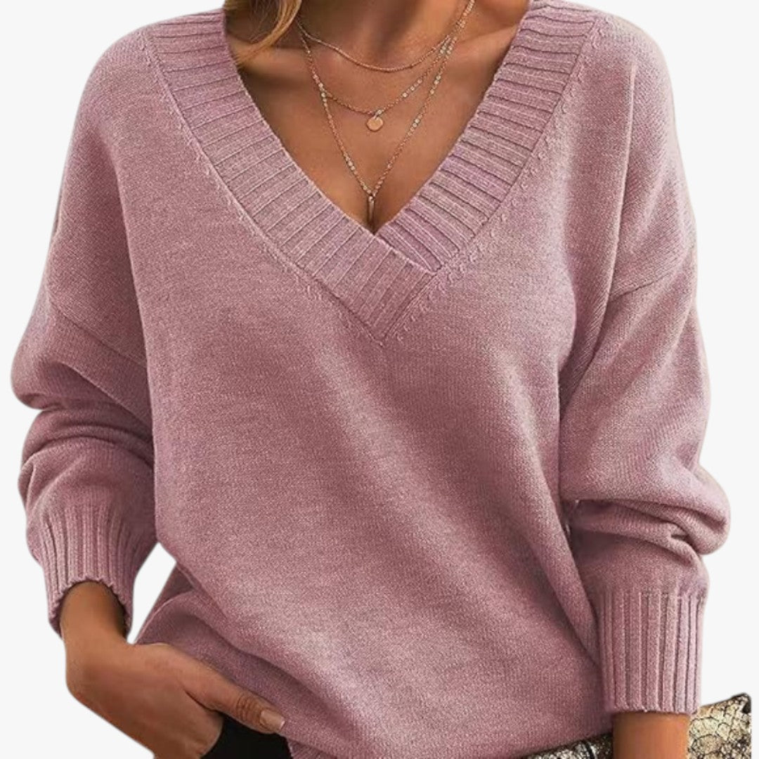 Jace & Rose Chic V-Neck Cashmere Sweater for Women