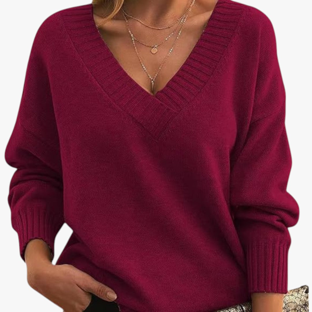 Jace & Rose Chic V-Neck Cashmere Sweater for Women