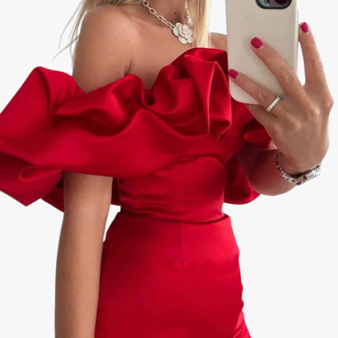Jace & Rose Elegant Cocktail Mini Dress with Ruffle Off Shoulder for Women