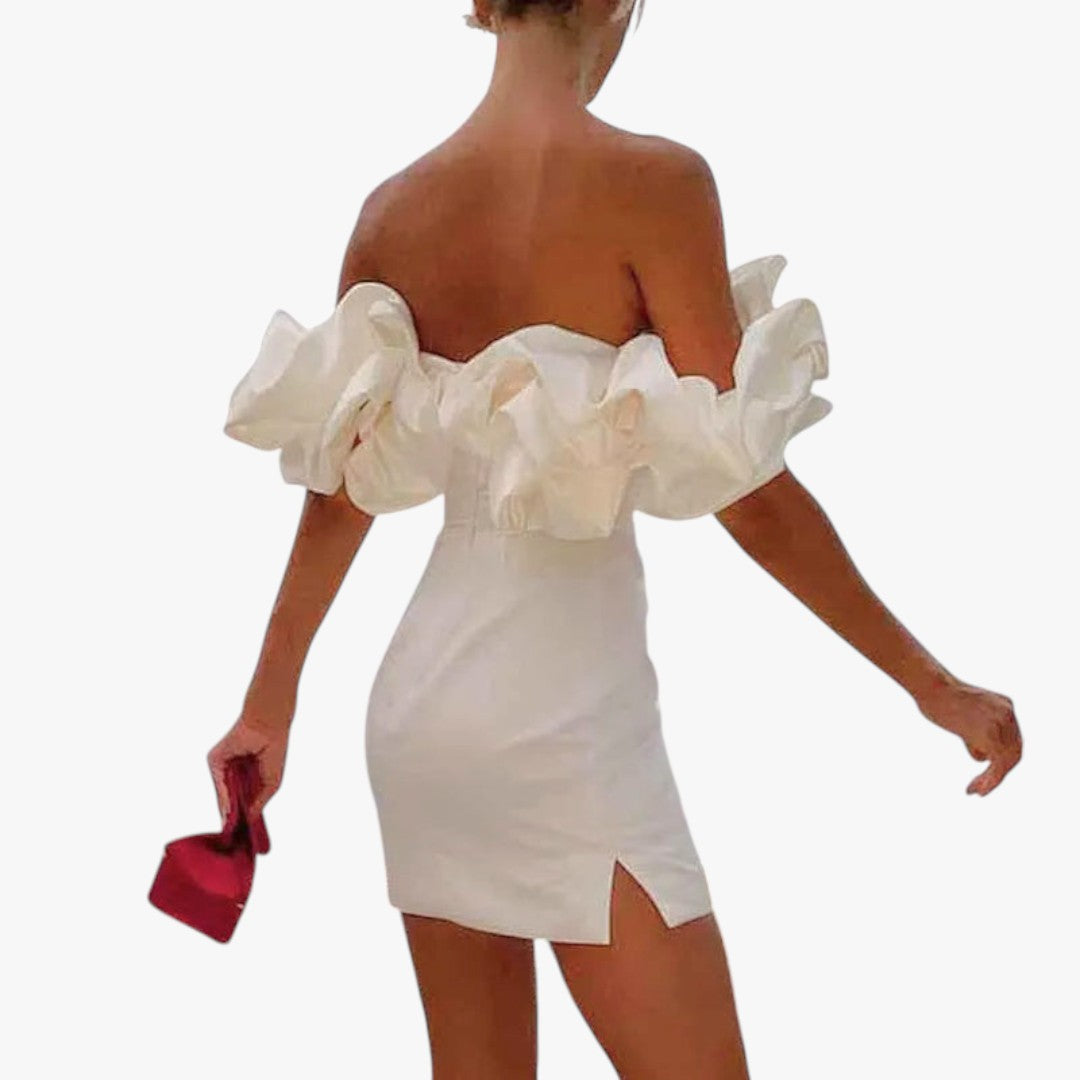 Jace & Rose Elegant Cocktail Mini Dress with Ruffle Off Shoulder for Women