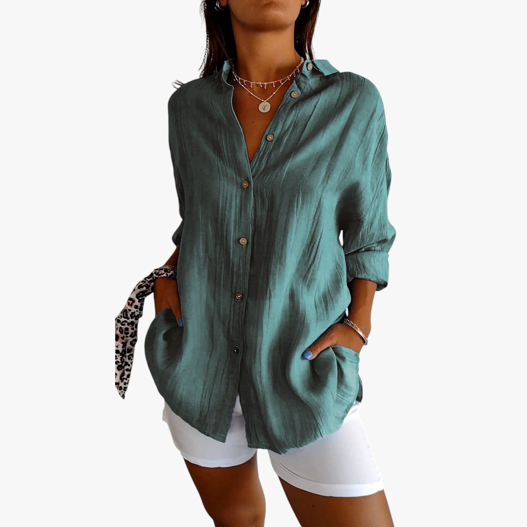 Jace & Rose Striped Polo Blouse Casual for Women