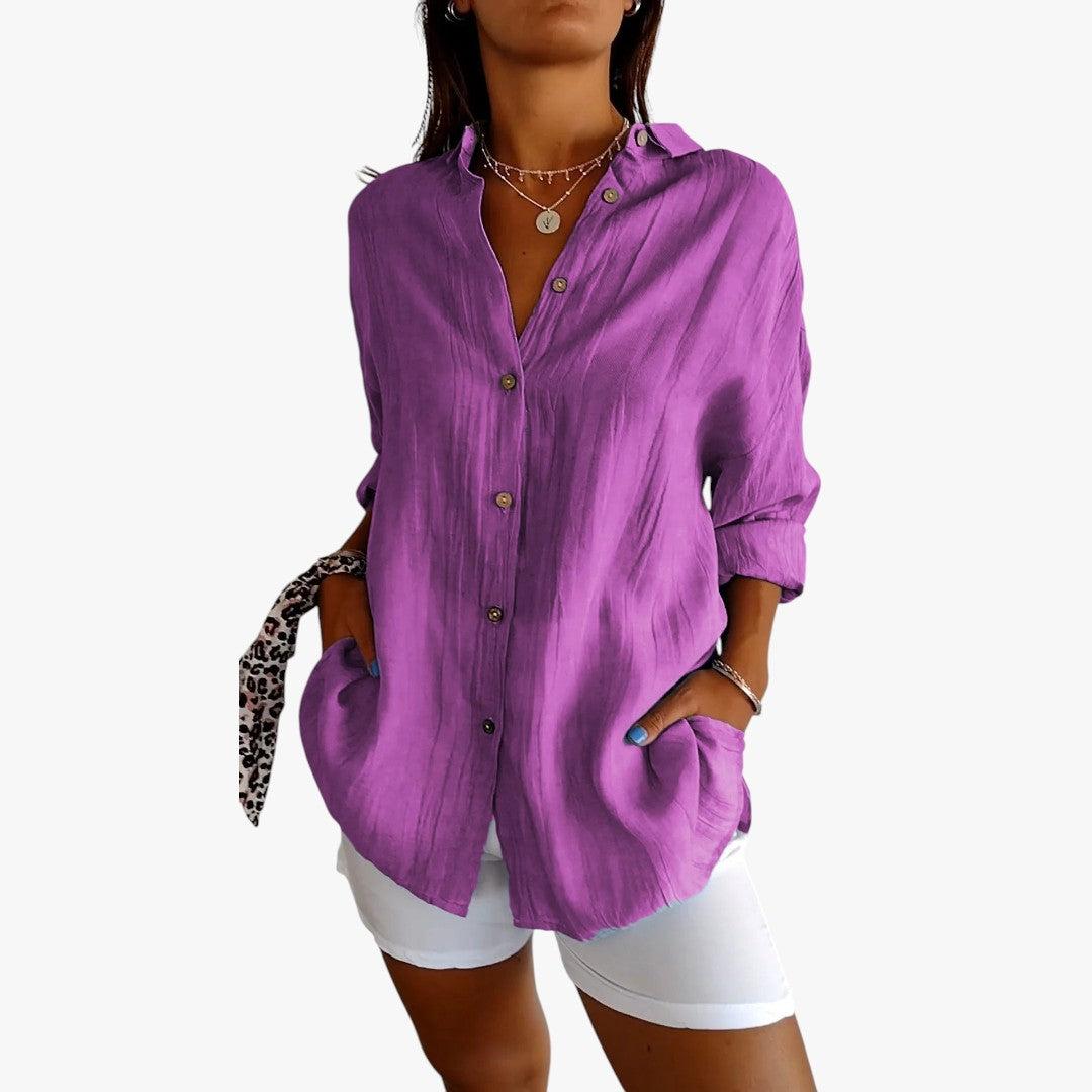 Jace & Rose Striped Polo Blouse Casual for Women