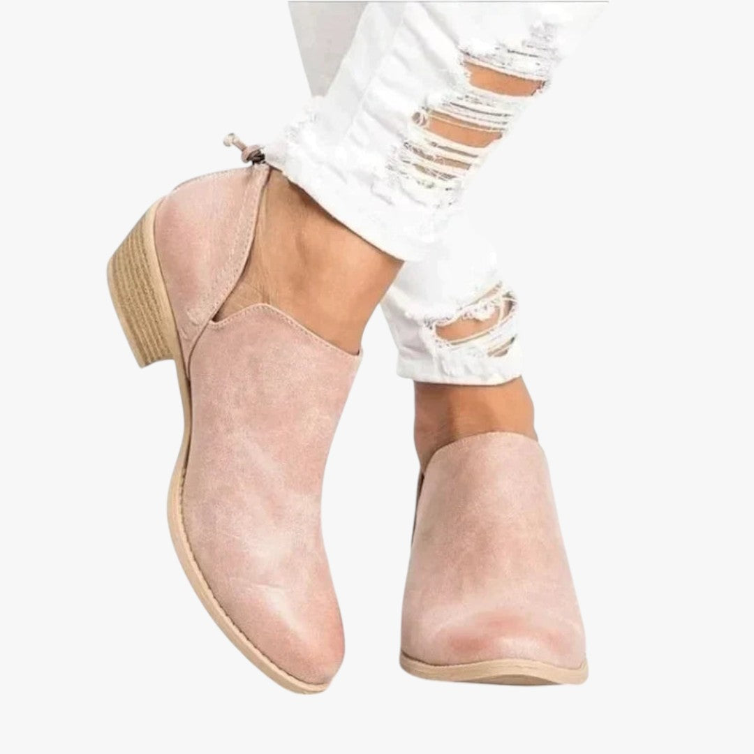 Jace & Rose Suede Ankle Boots with Zipper and Heel for Women