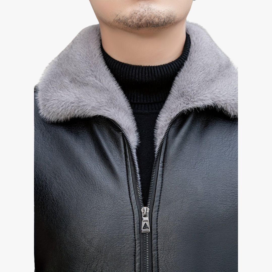 Jace & Rose Fleece Lined Leather Jacket For Men