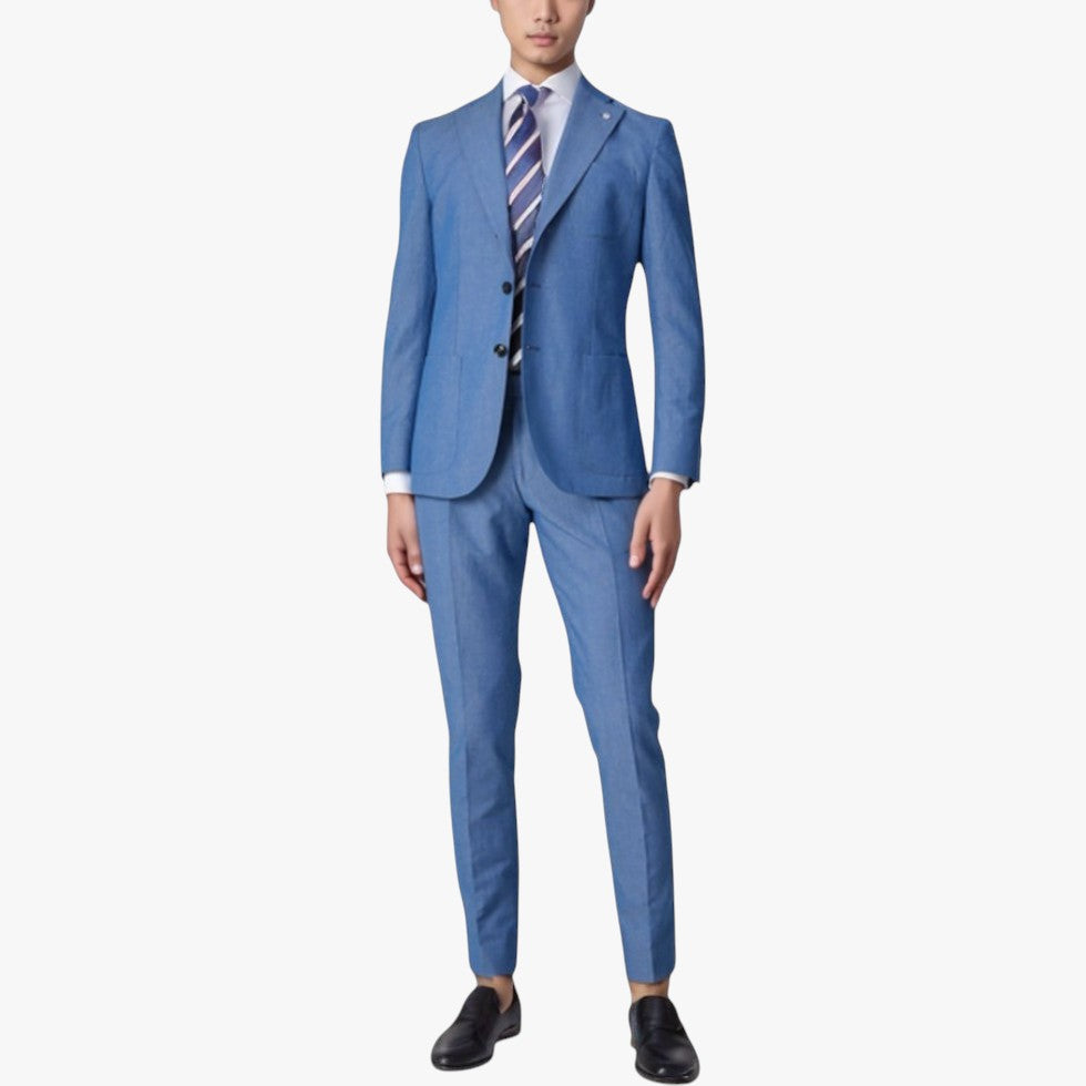 Jace & Rose 2-Piece Linen Blend Suit Set Smart Tailored Casual Business Look for Men