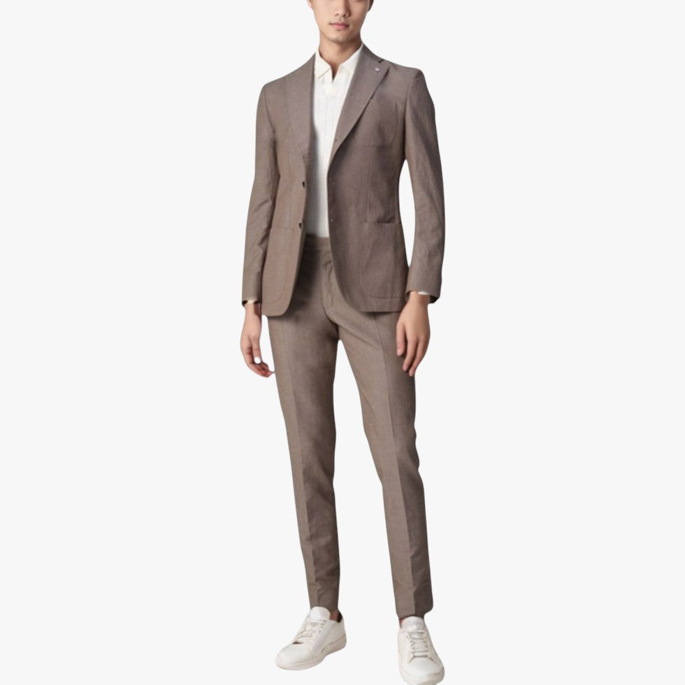 Jace & Rose 2-Piece Linen Blend Suit Set Smart Tailored Casual Business Look for Men