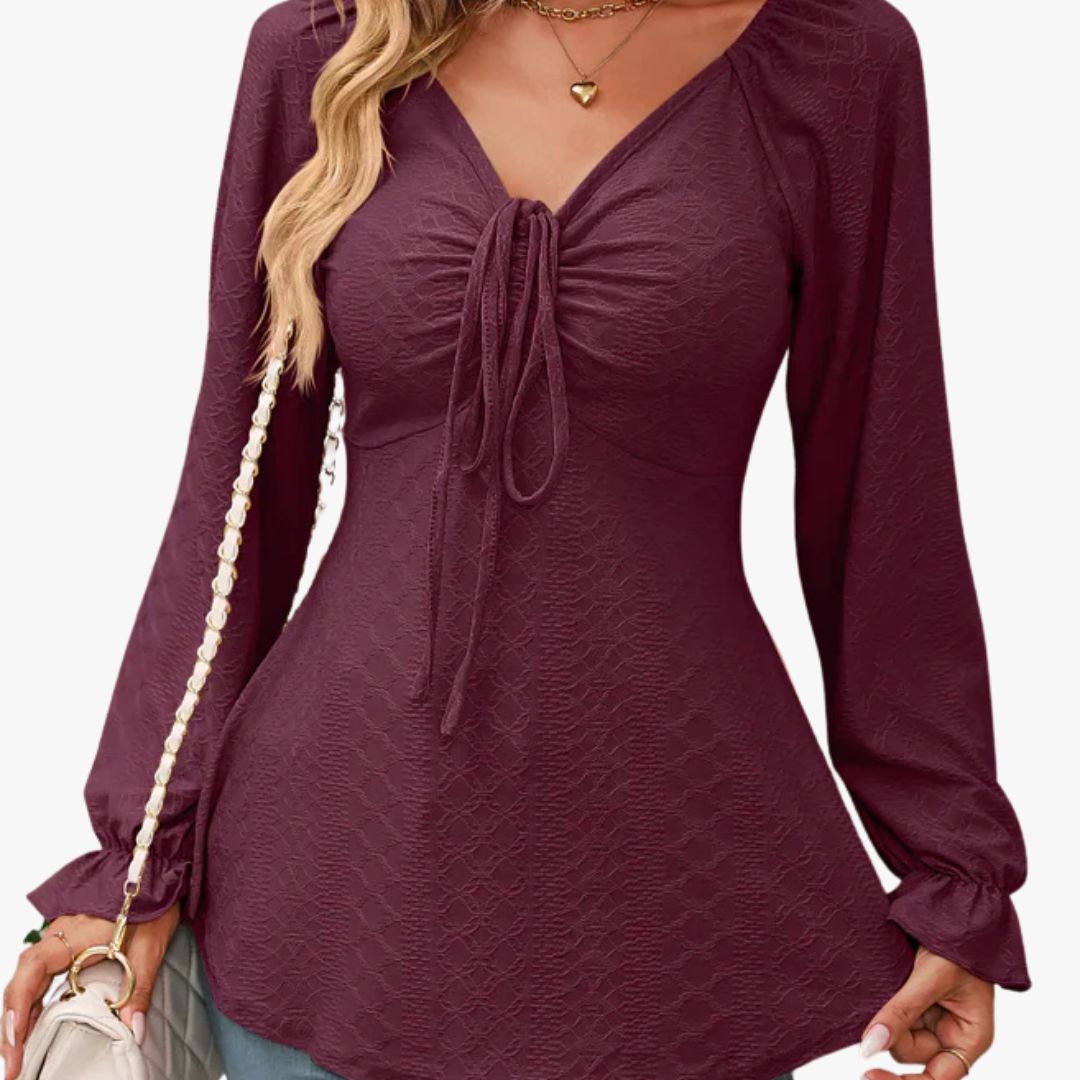 Jace & Rose A-Line Blouse with Drawstring Lightweight Breathable All-Season Cotton Style for Women