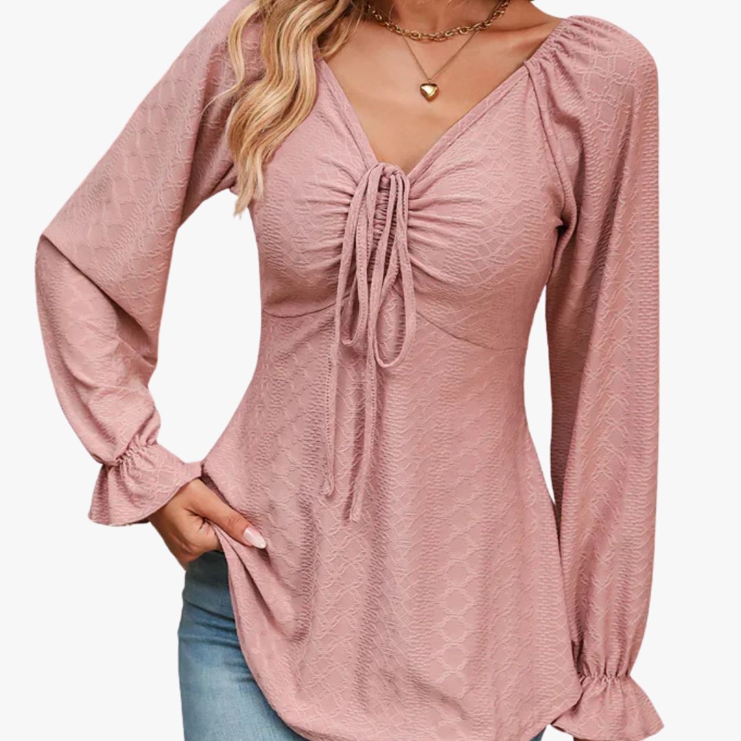 Jace & Rose A-Line Blouse with Drawstring Lightweight Breathable All-Season Cotton Style for Women