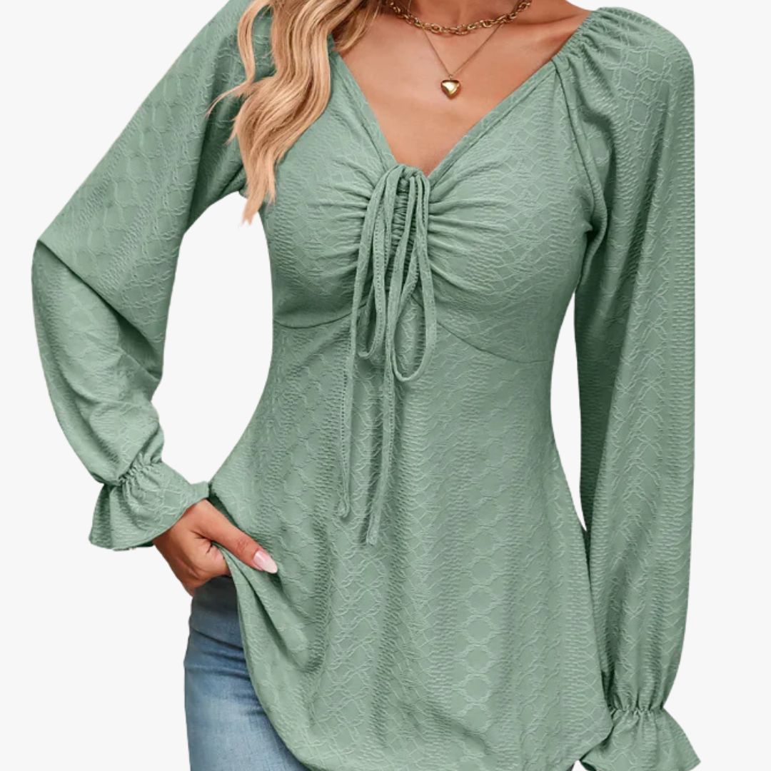 Jace & Rose A-Line Blouse with Drawstring Lightweight Breathable All-Season Cotton Style for Women