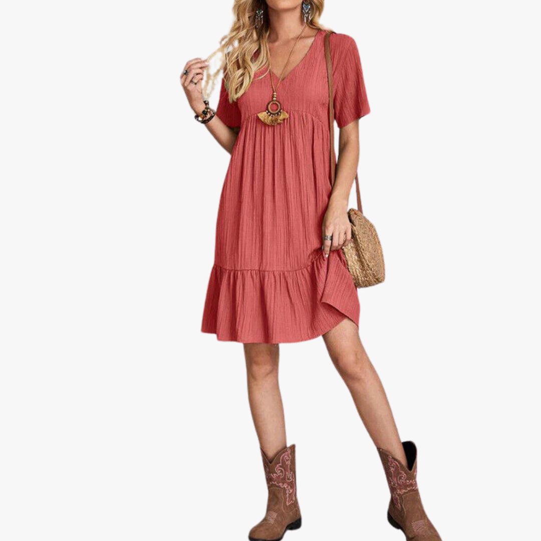 Jace & Rose A-Line Sustainable Cotton Blend Breathable Versatile Style Midi Dress for Women