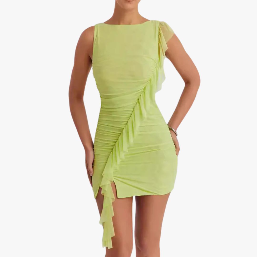 Jace & Rose Bodycon Midi Dress Stretch Fit Sleeveless Backless Ruffle Mini Party Wear for Women