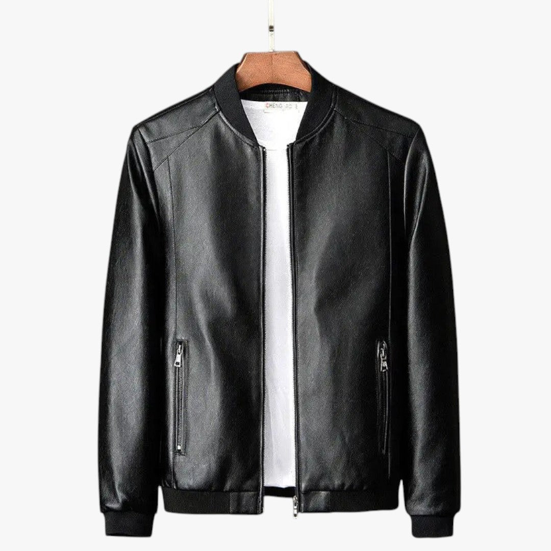 Jace & Rose Business Leather Jacket With Pockets For Men