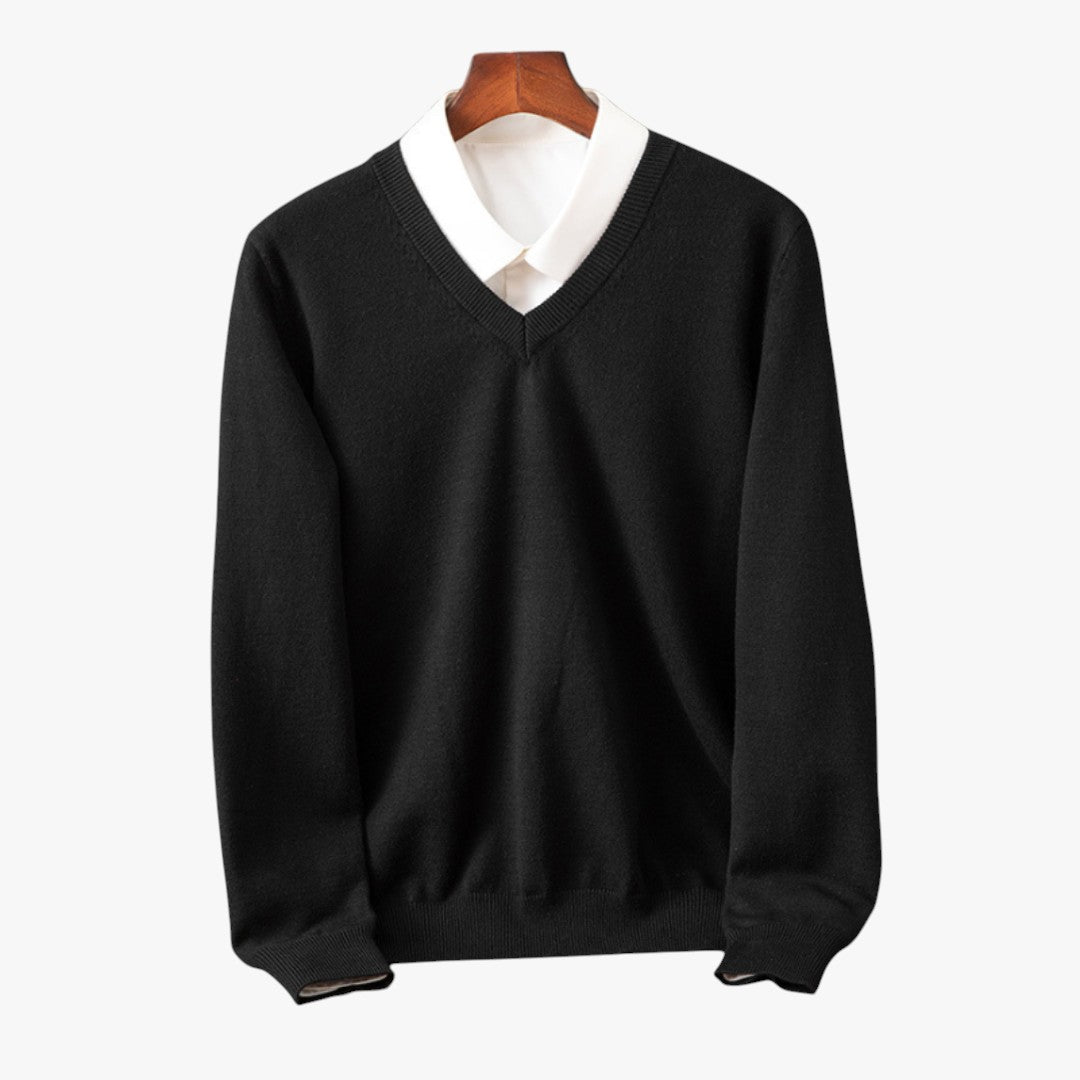 Jace & Rose Cashmere V-Neck Sweater Slim Fit Soft & Lightweight for Men