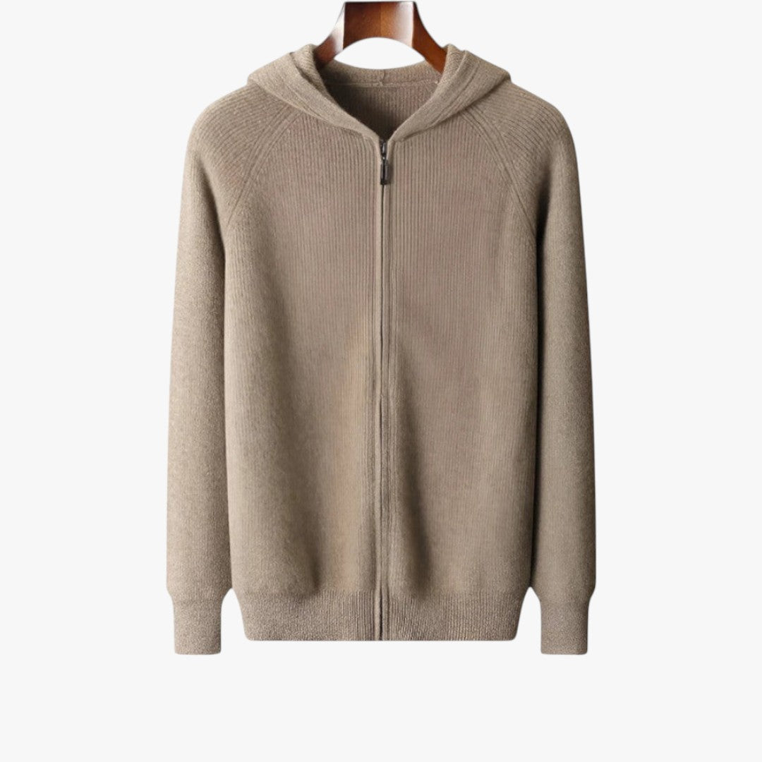Jace & Rose Cashmere Zip Hoodie Soft Knit Luxury Casual Wear for Men