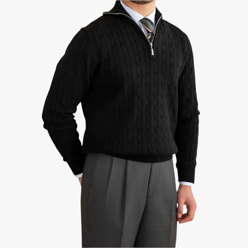 Jace & Rose Casual Knitted Quarter-Zip Jumper for Men