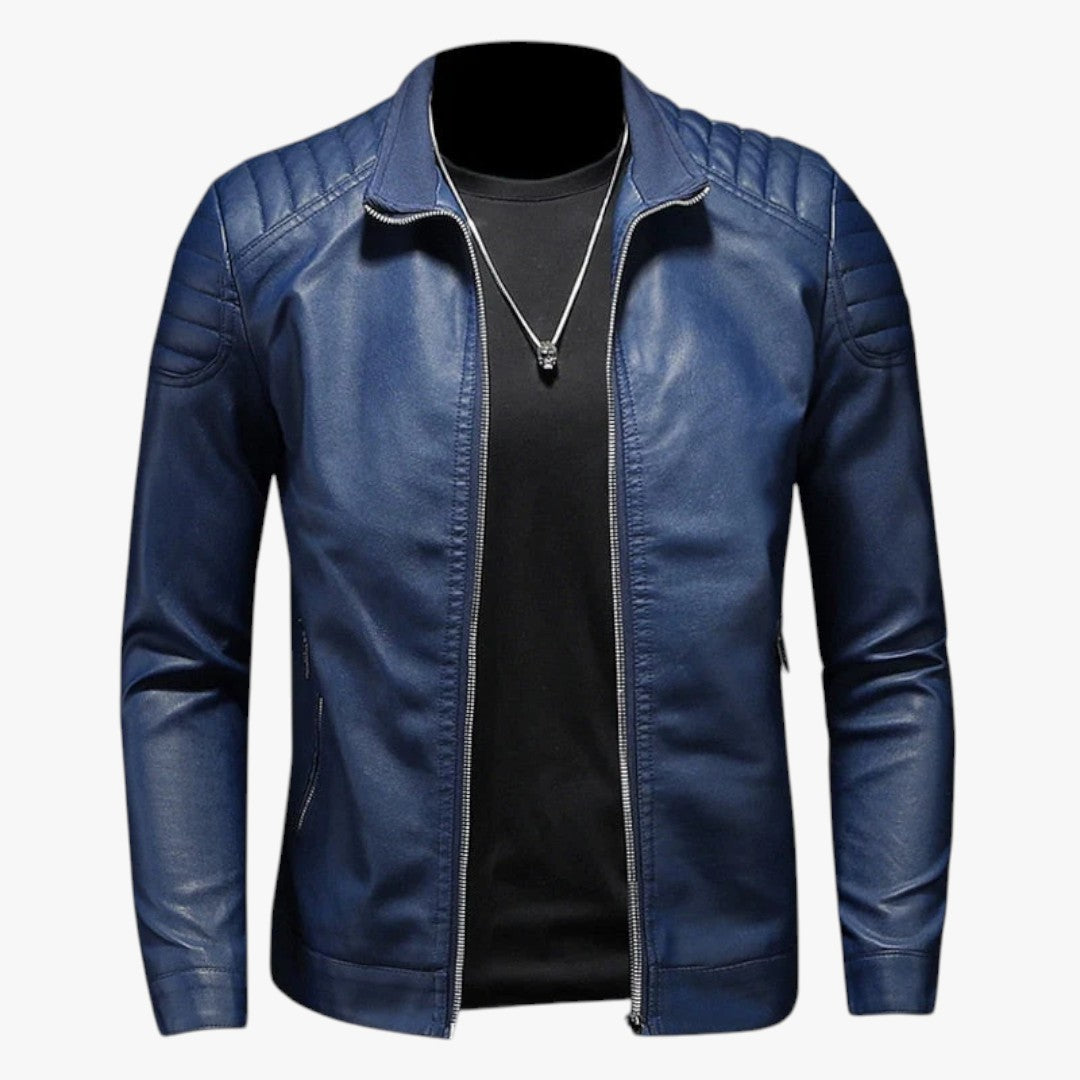 Jace & Rose Casual Leather Coat With Metallic Color For Men