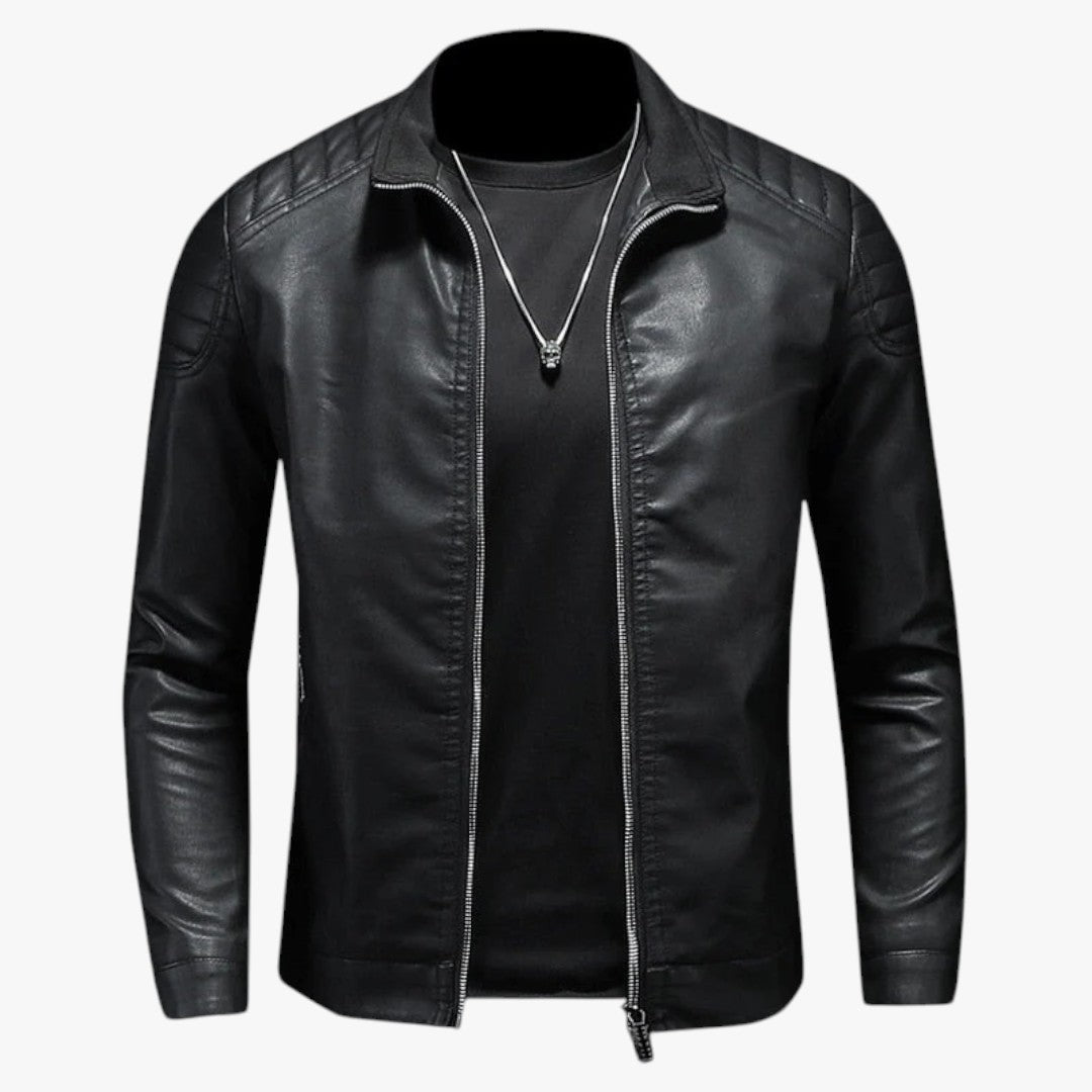 Jace & Rose Casual Leather Coat With Metallic Color For Men