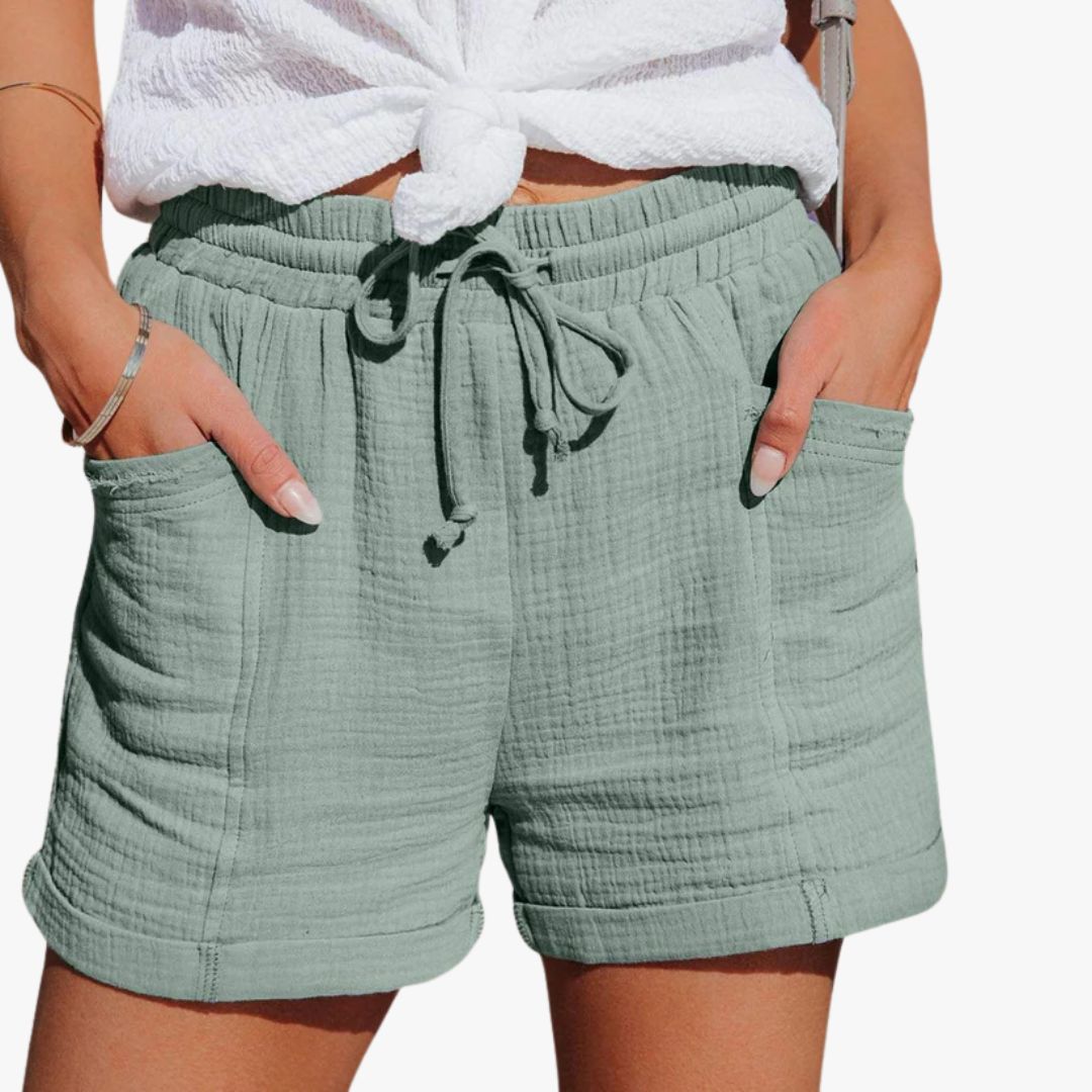 Jace & Rose Casual Shorts Lightweight Breathable Fabric Elastic Waist with Drawstring Relaxed Fit for Women