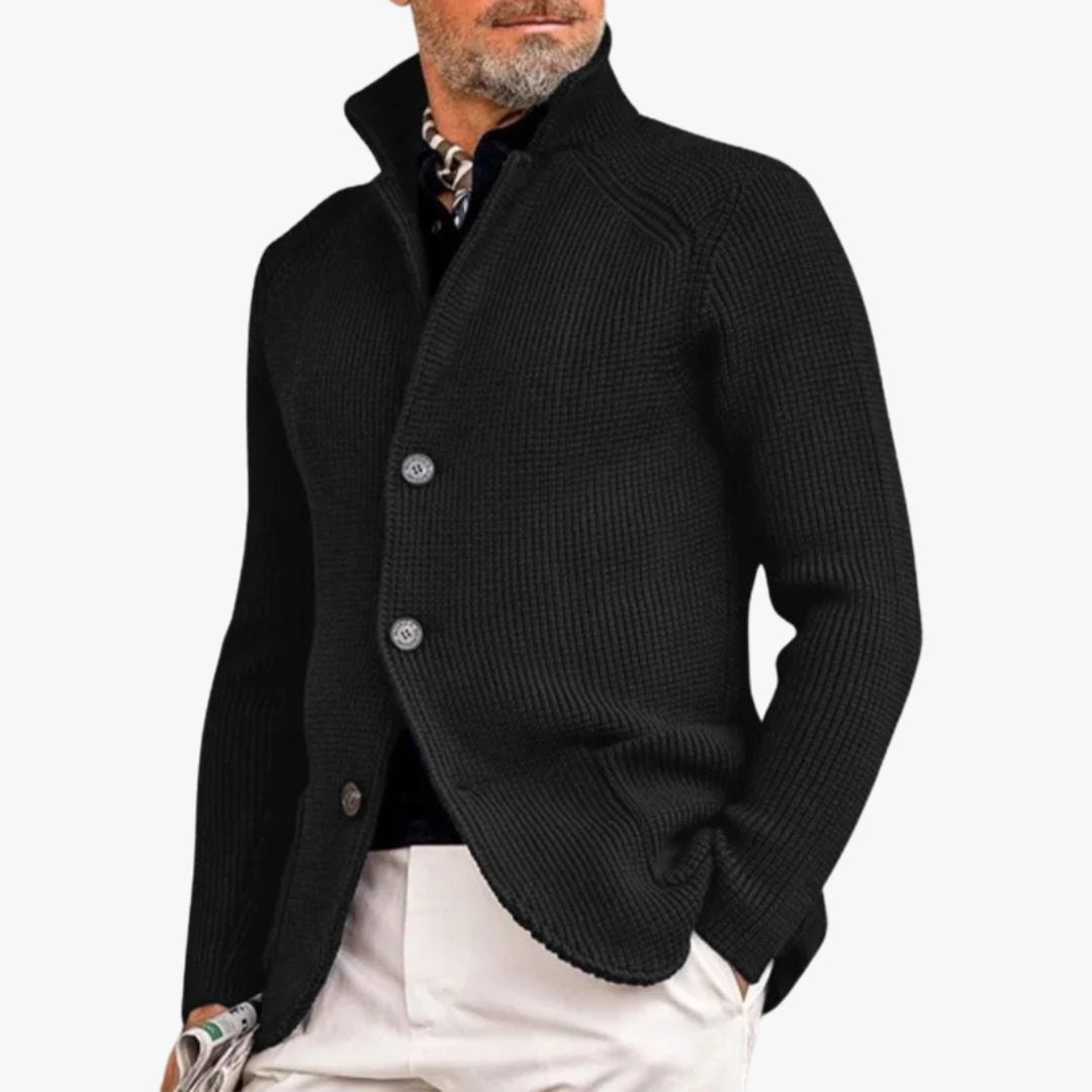 Jace & Rose | Classic Button-Up Sweater with Ribbed Design for Men