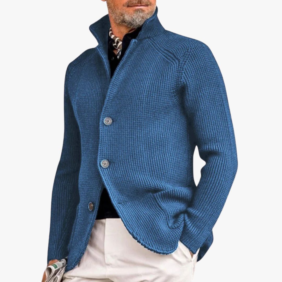Jace & Rose | Classic Button-Up Sweater with Ribbed Design for Men