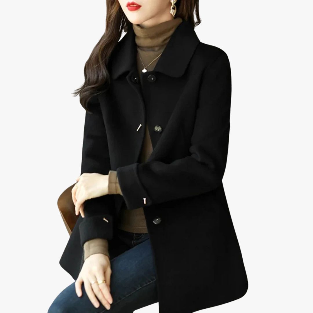 Jace & Rose Classic Petite Trench Coat with Pointed Collar for Women
