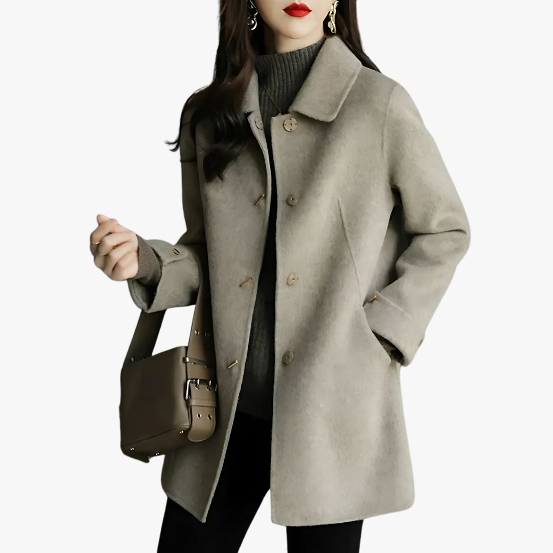 Jace & Rose Classic Petite Trench Coat with Pointed Collar for Women