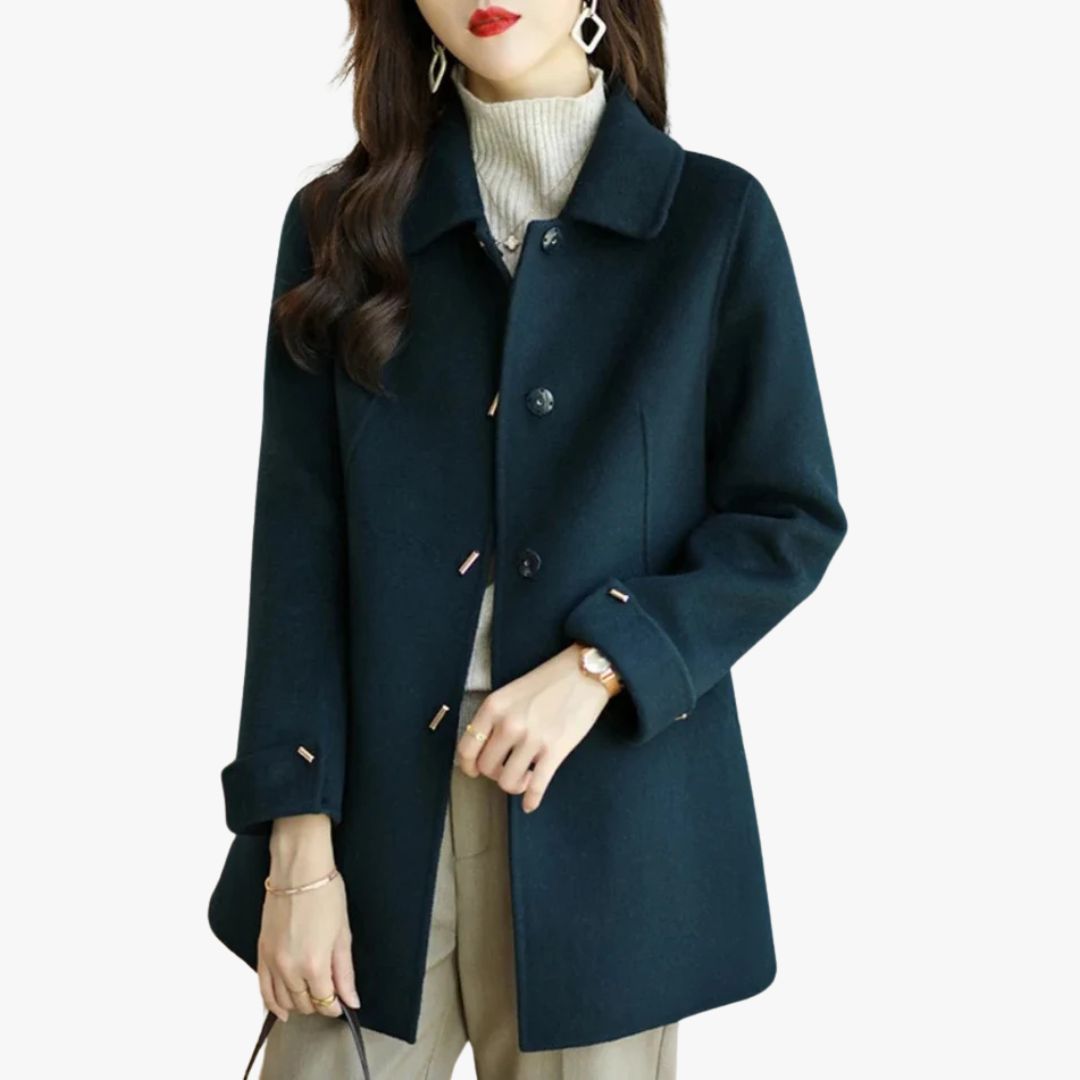Jace & Rose Classic Petite Trench Coat with Pointed Collar for Women