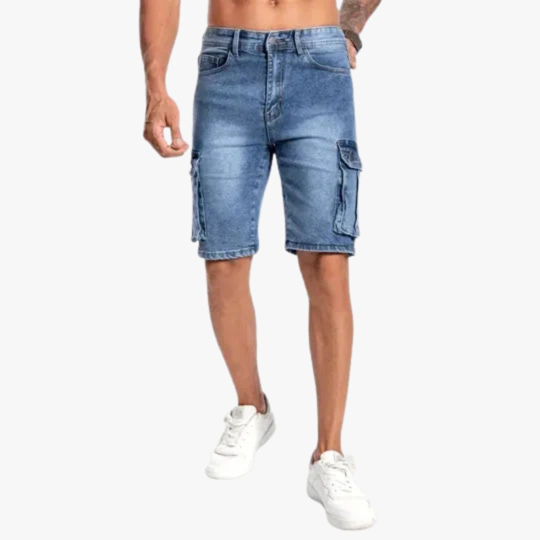 Jace & Rose Denim Cargo Shorts Durable Mid-Length Multiple Pockets Casual Fit for Men